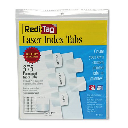 REDI-TAG Laser Tab, 1-1/8 in., White, PK375 39017